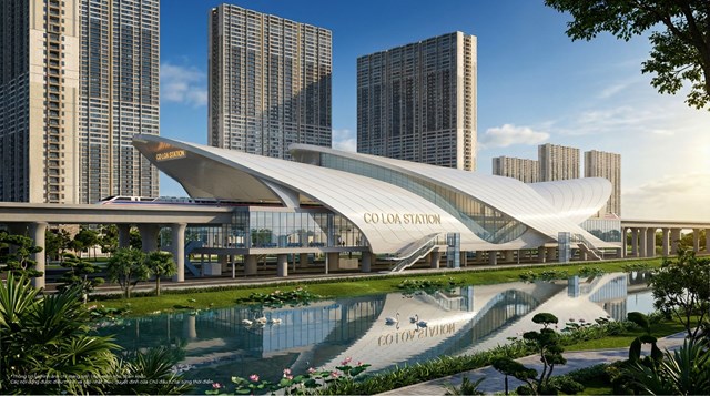 A8. H&igrave;nh ảnh phối cảnh ga đầu Cổ Loa tại khu đ&ocirc; thị Vinhomes Global Gate (Đ&ocirc;ng Anh, H&agrave; Nội).