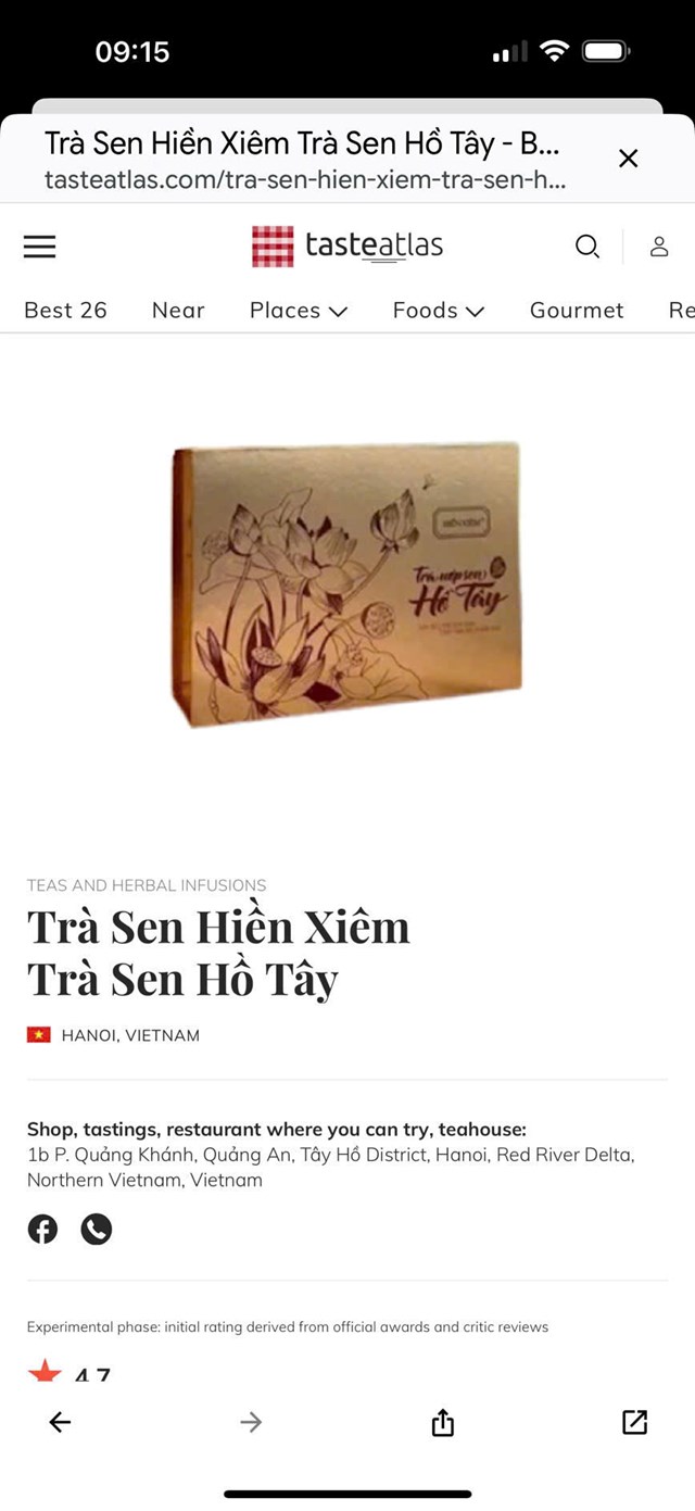 Trà sen Hiền Xiêm lọt vào danh sách những thương hiệu trà biểu tượng nhất thế giới do TasteAtlas bình chọn - Ảnh 1