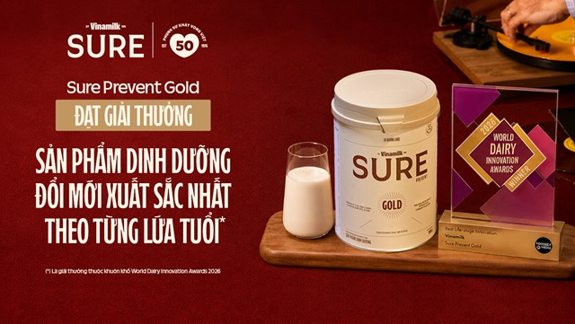 Ra đời với mục ti&ecirc;u gi&uacute;p người bước v&agrave;o tuổi 50+ c&oacute; thể sống khỏe chủ động, Vinamilk Sure Prevent Gold được trao giải Sản phẩm dinh dưỡng đổi mới xuất sắc nhất theo từng lứa tuổi (Ảnh: VN).