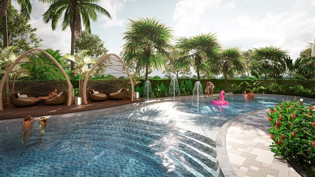 Bể bơi rộng hơn 500 m2 l&agrave; nơi l&yacute; tưởng để thư gi&atilde;n sau một ng&agrave;y d&agrave;i &nbsp;