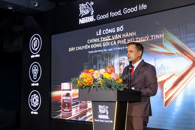 Ông Binu Jacob, Tổng Giám đốc Nestlé Việt Nam phát biểu tại sự kiện 