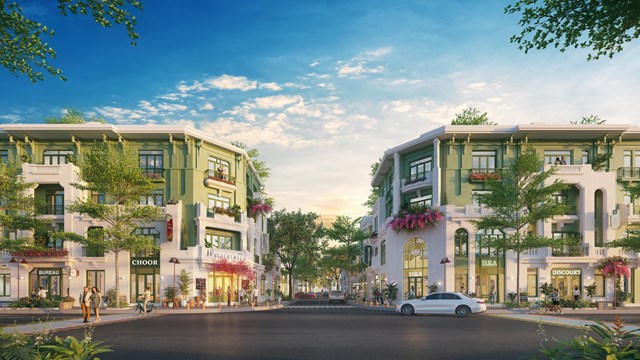 Thiết kế mặt tiền 4&ndash;8m gi&uacute;p nh&agrave; phố Flora Avenue khai th&aacute;c tối đa gi&aacute; trị kinh doanh. (Ảnh: Sun Property) &nbsp;