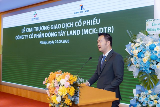 &Ocirc;ng Nguyễn Th&aacute;i B&igrave;nh, Nh&agrave; s&aacute;ng lập Đ&ocirc;ng T&acirc;y Land chia sẻ tại lễ khai trương.