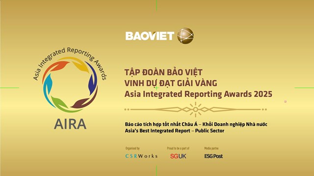 Bảo Việt đạt giải V&#224;ng B&#225;o c&#225;o t&#237;ch hợp xuất sắc nhất Ch&#226;u &#193; tại Lễ trao giải AIRA 2025 - Ảnh 1