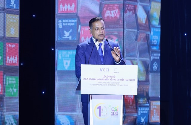 Ông Binu Jacob, Tổng Giám đốc Nestlé Việt Nam, đồng Chủ tịch Hội đồng Doanh nghiệp vì Sự phát triển bền vững (VBCSD), phát biểu tại sự kiện (1)