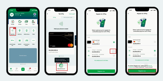 Các bước đơn giản để chọn tài khoản thanh toán & đăng ký Pay by Account trên thiết bị Android