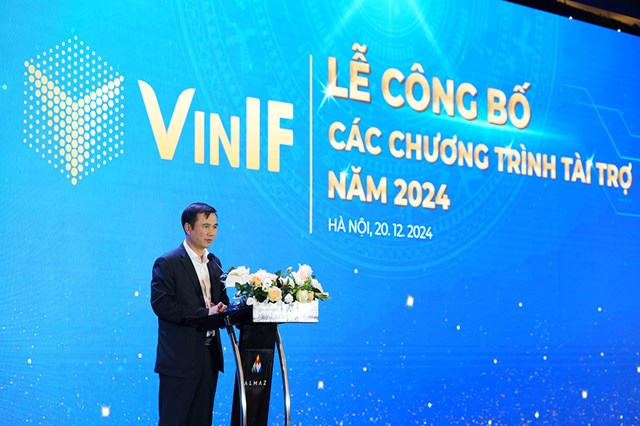 Thứ trưởng Bùi Thế Duy phát biểu tại Lễ công bố các chương trình tài trợ 2024 của Quỹ VinIF.