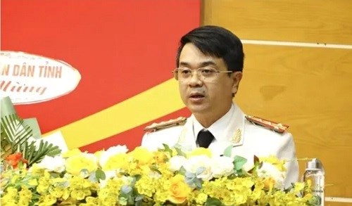Đại tá Hoàng Khắc Lương phát biểu tại lễ nhậm chức.