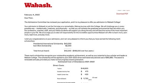 Phan Nh&acirc;n Đức quyết định lựa chọn học tại trường Wabash College ở bang Indiana, Mỹ với học bổng 168.000 USD trong 4 năm.&nbsp;