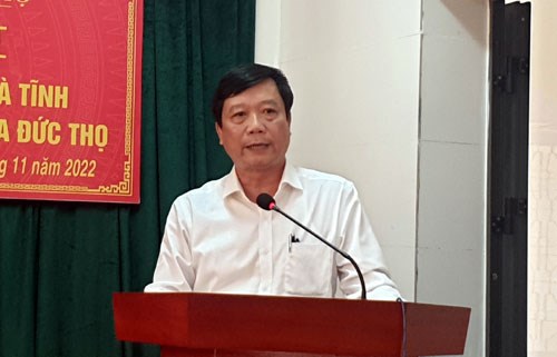 Giám đốc sở Y tế Hà Tĩnh Nguyễn Minh Đức phát biểu tại buổi lễ.