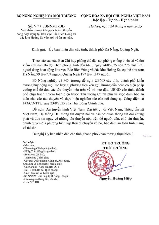 Khẩn trương đưa t&#224;u thuyền ở Bắc Biển Đ&#244;ng v&#224; Ho&#224;ng Sa v&#224;o nơi tr&#250; tr&#225;nh an to&#224;n - Ảnh 1